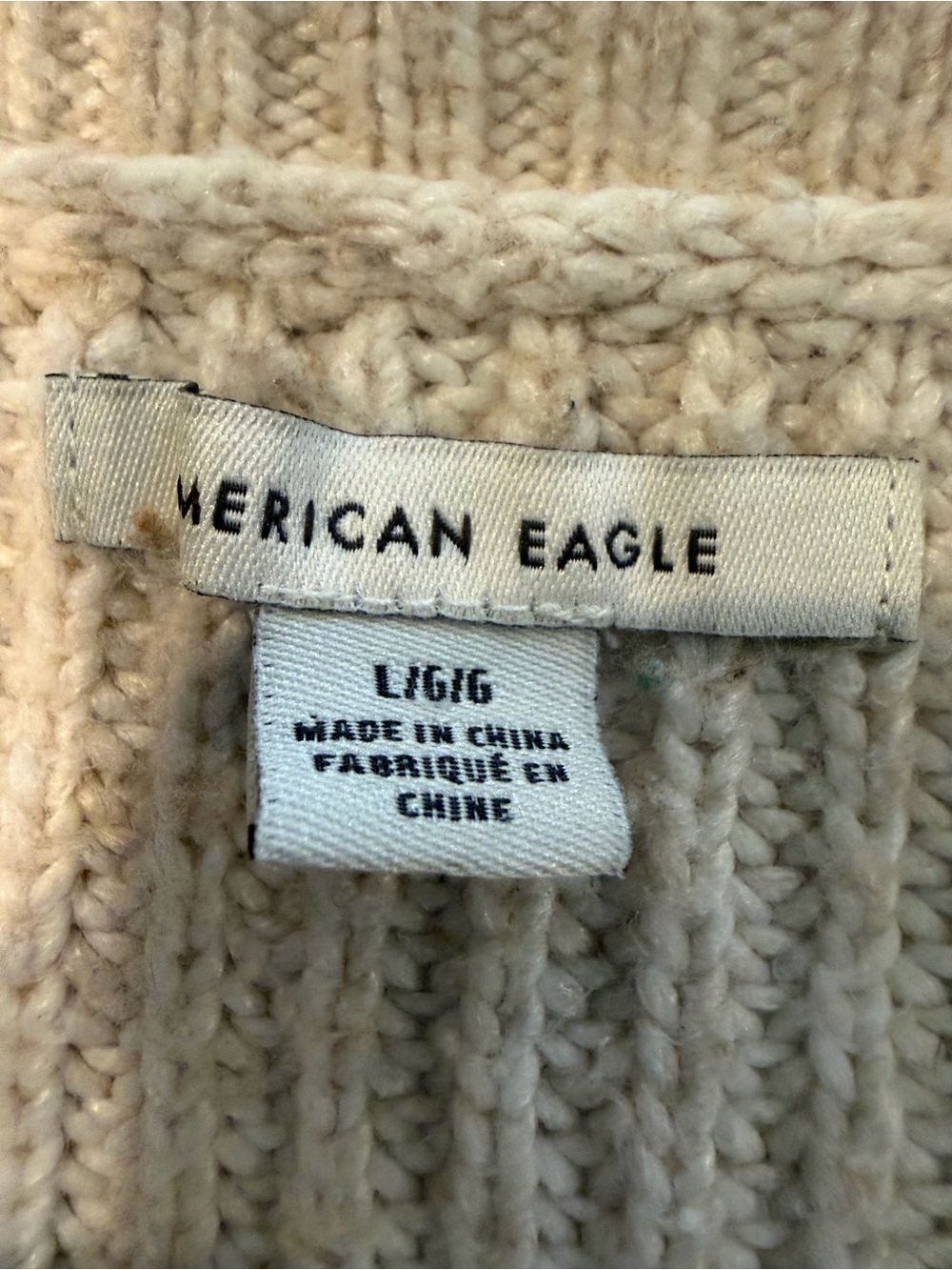 American Eagle Outfitters Cream Ribbed Crewneck Sweater L - Picture 4 of 6